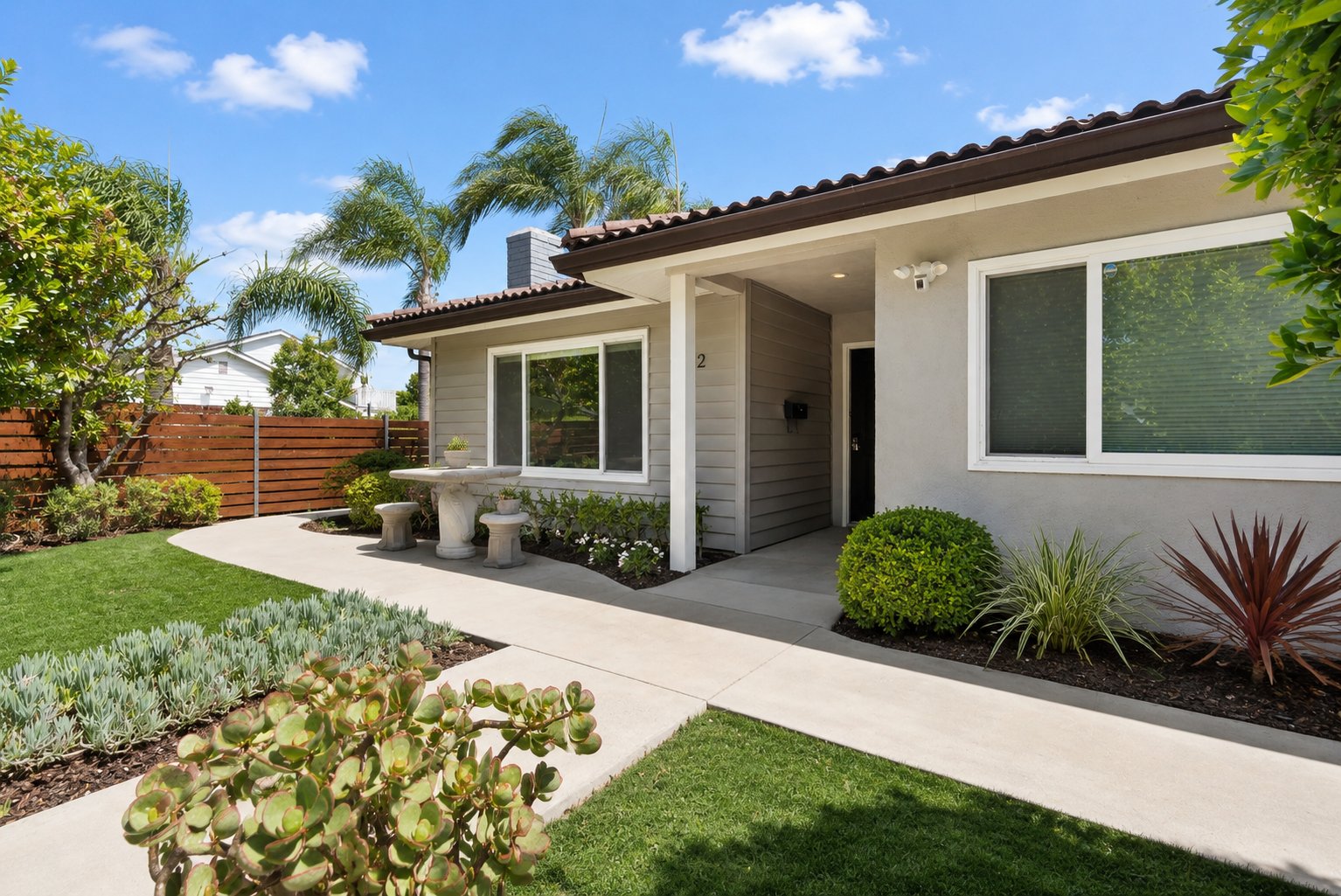 Private entrance & landscaped walkway